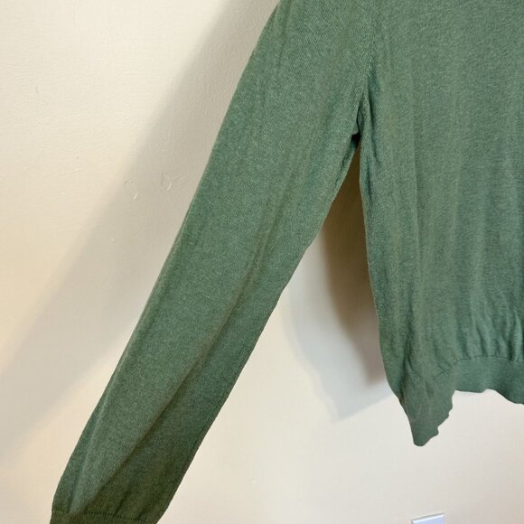 L L Bean Mens V Neck Sweater Cotton & Cashmere Large Moss Green Vtg Pullover - Picture 6 of 7
